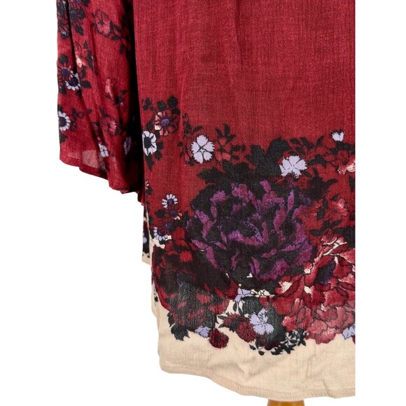 RARE Free People Floral Burgundy Bell Slv Mini Dress | Grunge Fairy Whimsigoth S - Picture 15 of 16